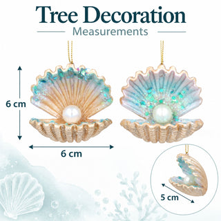 Oyster Shell With Pearl Christmas Tree Decoration, Gisela Graham 5cm