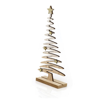 Rustic Wooden Christmas Tree On Stand | Handcrafted Xmas Tree Silhouette - 23cm