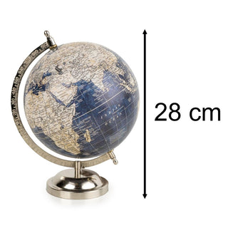 Decorative Blue & Silver Desk Globe | Vintage Style World Globe Ornament