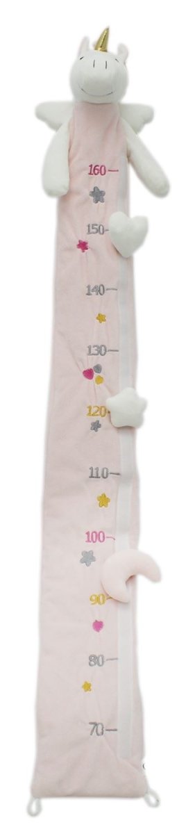 Deluxe Pink White Fabric Unicorn Childrens Measuring Height Chart