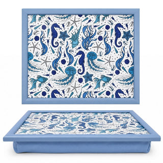 Sea Life Lap Tray with Bean Bag Cushion, 44x34cm Nautical Padded Laptray