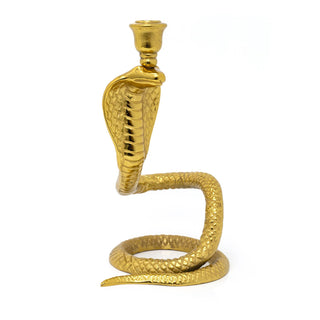 Gold Snake Candle Holder | Aluminium Serpent Dinner Candlestick Holder - 36cm