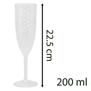 Dimple Effect Plastic Prosecco Glass | Reusable Clear Champagne Flute 200ml