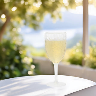 Dimple Effect Plastic Wine Glass | Reusable Drinks Glass Clear Wine Goblet 330ml