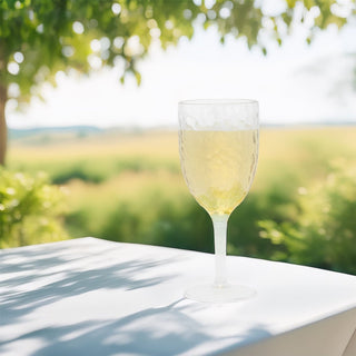 Dimple Effect Plastic Wine Glass | Reusable Drinks Glass Clear Wine Goblet 330ml