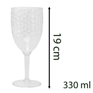 Dimple Effect Plastic Wine Glass | Reusable Drinks Glass Clear Wine Goblet 330ml