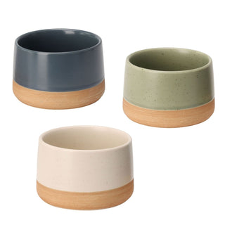 Dip Bowls with Wooden Tray Set, 3 Stoneware Snack Bowls and Tray Serving Platter