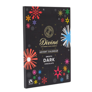 Divine Fairtrade Dark Chocolate Christmas Advent Calendar | 70% Cocoa Dark Chocolate Advent Calendar | Vegan Chocolate Christmas Calendar 85g