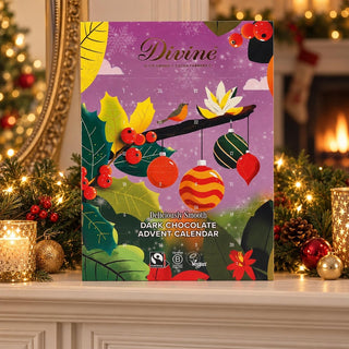 Divine Fairtrade Dark Chocolate Christmas Advent Calendar | 70% Cocoa Dark Chocolate Advent Calendar | Vegan Chocolate Christmas Calendar 85g