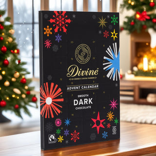 Divine Fairtrade Dark Chocolate Christmas Advent Calendar | 70% Cocoa Dark Chocolate Advent Calendar | Vegan Chocolate Christmas Calendar 85g
