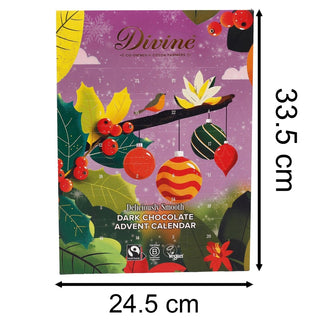 Divine Fairtrade Dark Chocolate Christmas Advent Calendar | 70% Cocoa Dark Chocolate Advent Calendar | Vegan Chocolate Christmas Calendar 85g