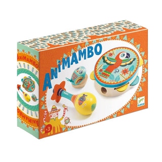 Djeco DJ06016 Animambo Set Of 3 Musical Instruments Tambourine Maraca Castanet