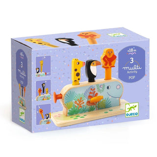 Djeco DJ06291 Kids Wooden Pop - Up Toy | Childrens Multi Pop Activity - Animals