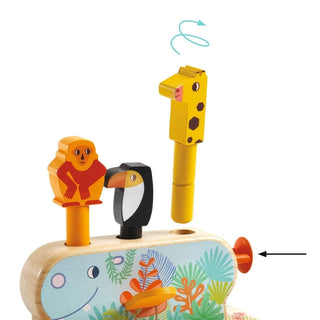 Djeco DJ06291 Kids Wooden Pop - Up Toy | Childrens Multi Pop Activity - Animals