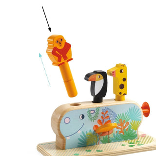 Djeco DJ06291 Kids Wooden Pop - Up Toy | Childrens Multi Pop Activity - Animals