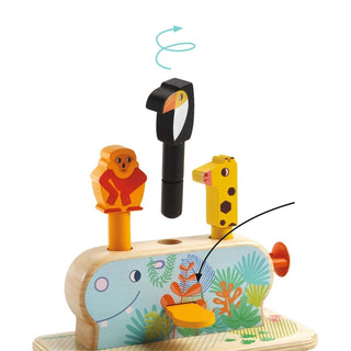 Djeco DJ06291 Kids Wooden Pop - Up Toy | Childrens Multi Pop Activity - Animals