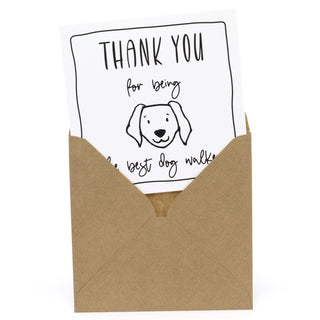 Dog Walker Thank You Card | Thank You For Being The Best Dog Walker Greetings Card | Single Blank 15cm Card