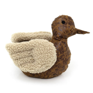 Douglas Duck Doorstop | Faux Leather Duck Doorstop with Boucle Wings - 23cm