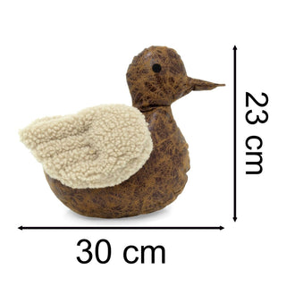 Douglas Duck Doorstop | Faux Leather Duck Doorstop with Boucle Wings - 23cm