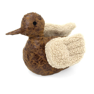 Douglas Duck Doorstop | Faux Leather Duck Doorstop with Boucle Wings - 23cm