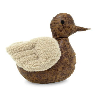 Douglas Duck Doorstop | Faux Leather Duck Doorstop with Boucle Wings - 23cm