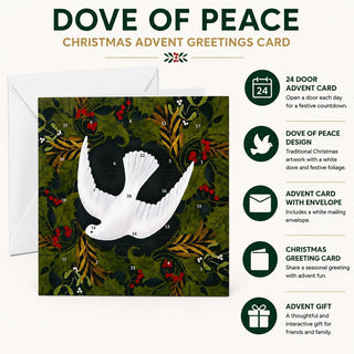 Dove of Peace Christmas Advent Greetings Card, 24 Door Advent Calendar Card