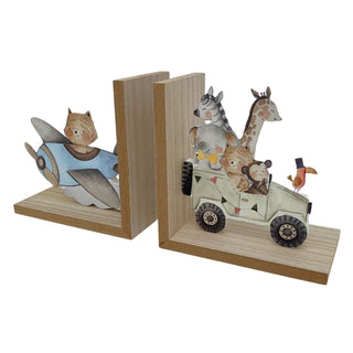 Dream Big Bookends, Kids Wooden Book End Set, Decorative Animal Book Holders