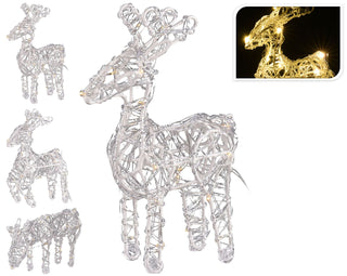 Frosted Acrylic White LED Light Up Christmas Reindeer Winter Decoration 20cm ~ styles vary