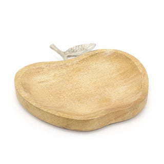 Mango Wood Apple Shaped Decorative Tray | Ornamental Storage Display Tray | Trinket Tray Display Plate