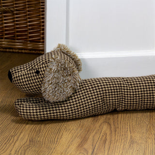 Herringbone Dachshund Draught Excluder | Fabric Sausage Dog Draft Excluder 88cm