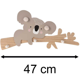 Childrens Wooden Animal Coat Rack | Wall Mounted Kids Bedroom Wall Hooks - Koala
