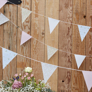 10 Meter Floral Bunting Flags Party Bunting | 32 Paper Bunting Wedding Banner Party Decoration | 32ft Indoor Birthday Bunting