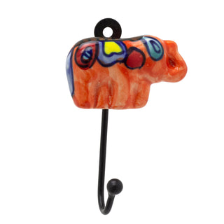 Mini Ceramic Elephant Shaped Wall Hook | Key Hook Wall Mounted Coat Hanger Peg | Decorative Animal Wall Door Hook - Colour Varies One Supplied