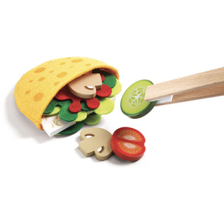 Djeco DJ05500 Cyrus & Lena's Make Pittas with a Menu Cooking Pretend Play Set