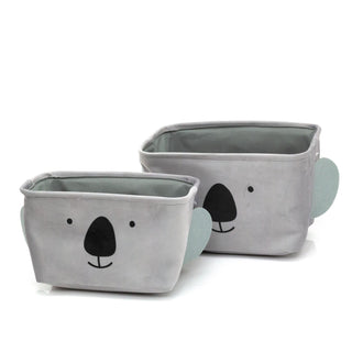 Set Of 2 Cute Kids Storage Boxes | Children's Fabric Storage Baskets Koala