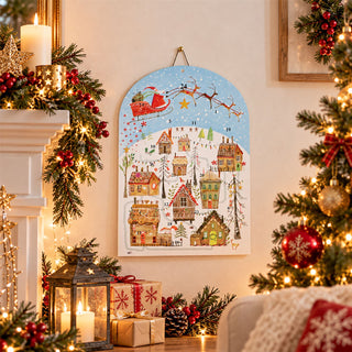 Gingerbread Village Christmas Advent Calendar with 24 Doors and Glitter