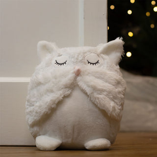 Sleepy Owl Doorstop | Decorative Fabric Barn Owl Weighted Indoor Door Stop 18cm