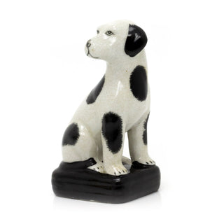 Vintage Style Porcelain Dalmatian Dog Ornament On Stand | Retro Animal Figurine Dog Statue Sculpture | Black And White Dog Statue - Design Varies One Supplied