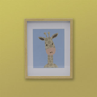 Safari Animal Kids Wall Art Picture Frame | Framed Animal Pictures - Giraffe