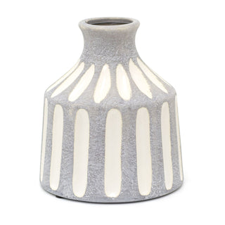 Vintage Style Grey And White Stoneware Darcy Vase | Rustic Vase Ceramic Vase Flower Vase | Decorative Vase 15cm