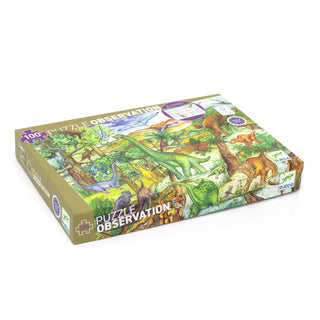 Djeco DJ07424 Observation Puzzle Dinosaurs | 100 Piece Jigsaw Puzzle For Kids