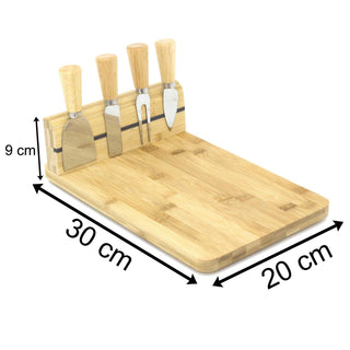 Beautiful Cheese Board with Knives Set | Cheese Platter Knife Set | Wooden Serving Platter Set | Charcuterie Platter and Serving Meat Board | 30x20x9 cm