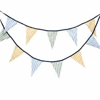 Striped Fabric Bunting 3.2m 12 Flag Pennant Banner Garden Party Decoration