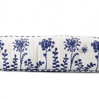 Botanical Fabric Door Draught Excluder | Flora & Fauna Indigo Flower Bee - 94cm