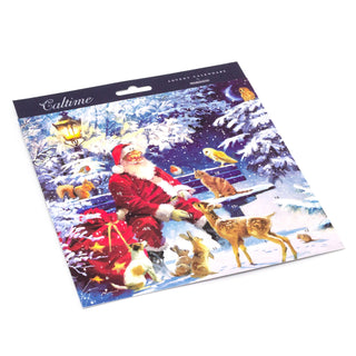 Christmas Advent Calendar Father Christmas | Santa And Animals Advent Calendar Traditional Advent Calendar | Picture Advent Calendar Paper Advent Calendar