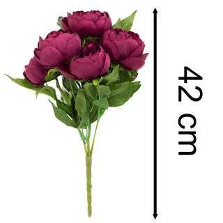 Artificial Peony Bouquet | Faux Peonies Flowers Posy Wedding Flowers - Burgundy