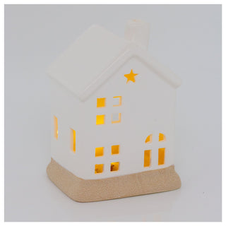 White Ceramic LED House | Christmas Village Light Up House Festive Ornament