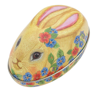 Easter Bunny Egg-Shaped Tin | Rabbit Design Trinket Gift Tin - Easter Gifts