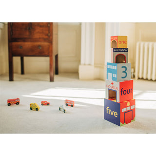 Childrens Emergency Service Stacking Cubes Wooden Stacking Toys Building Blocks