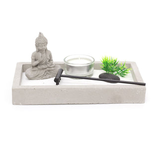 Mini Buddha Zen Garden Set | Miniature Desktop Zen Garden Tealight Candle Holder | Spiritual Decor Buddha Ornaments